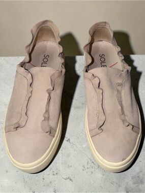 Sole Society Blush Slip-On Ruffle Sneakers